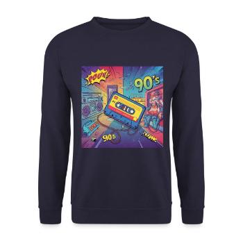 90s vibes: comic cassette in retro look - Unisex Sweatshirt - navy - Front - Alina (178cm) & Michal (187cm)