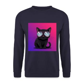 Coole Katze mit Sonnenbrille - Unisex Pullover - Navy - Vorne - Alina (178cm) & Michal (187cm)