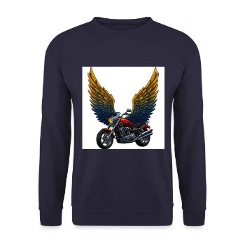 Futuristic motorcycle with wings - Unisex Sweatshirt - navy - Front - Alina (178cm) & Michal (187cm)