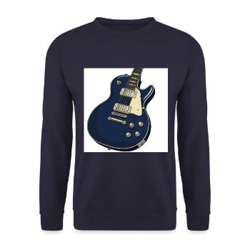 E-Gitarre - Bank - Rock - Rock 'n' Roll - Vintage - Unisex Pullover - Navy - Vorne - Alina (178cm) & Michal (187cm)