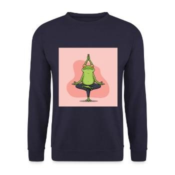 Der Yoga-Frosch: Entspannung und Balance - Unisex Pullover - Navy - Vorne - Alina (178cm) & Michal (187cm)