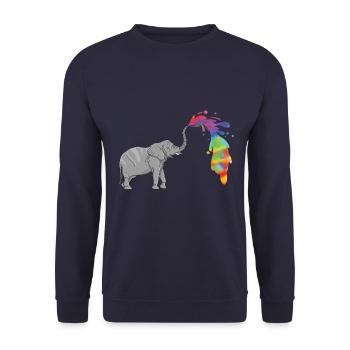 Elephant colorful fountain - Unisex Sweatshirt - navy - Front - Alina (178cm) & Michal (187cm)
