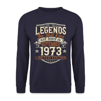 Septembre 1973 Anniversaire de naissance - Sweat-shirt Unisexe - marine - Devant - Alina (178cm) & Michal (187cm)