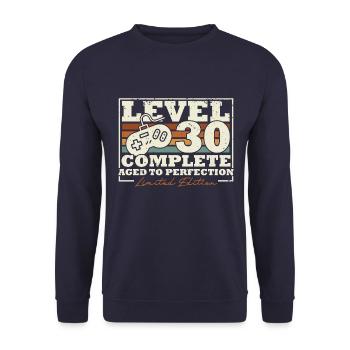 30th Birthday Level 30 Complete 30 Years Gift - Unisex Sweatshirt - navy - Front - Alina (178cm) & Michal (187cm)