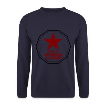 INTERNATIONALE SOLIDARITÄT LINKS ARBEITER STERN - Unisex Pullover - Navy - Vorne - Alina (178cm) & Michal (187cm)
