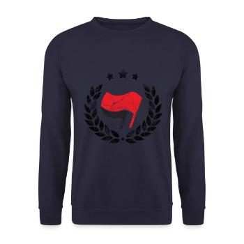 FLAG ANTIFASCIST ACTION - Unisex Sweatshirt - navy - Front - Alina (178cm) & Michal (187cm)
