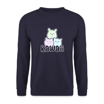 kawaii Trio - Unisex Pullover - Navy - Vorne - Alina (178cm) & Michal (187cm)