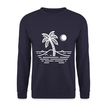 Palmen Insel - Unisex Pullover - Navy - Vorne - Alina (178cm) & Michal (187cm)