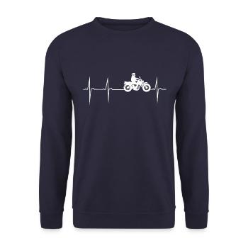 herzschlag motorrad - Unisex Pullover - Navy - Vorne - Alina (178cm) & Michal (187cm)