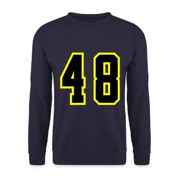 48 Zahl Trikot - Unisex Pullover - Navy - Vorne - Alina (178cm) & Michal (187cm)