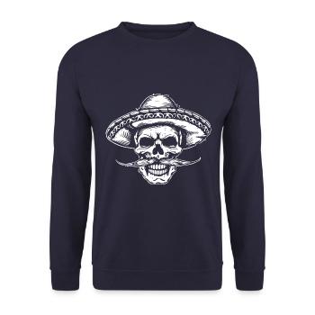 Mexican Skull Mexico - Unisex Sweatshirt - navy - Front - Alina (178cm) & Michal (187cm)