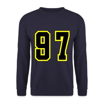 97 Zahl Trikot - Unisex Pullover - Navy - Vorne - Alina (178cm) & Michal (187cm)