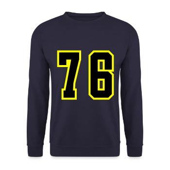 76 Zahl Trikot - Unisex Pullover - Navy - Vorne - Alina (178cm) & Michal (187cm)