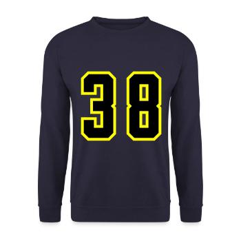 38 Zahl Trikot - Unisex Pullover - Navy - Vorne - Alina (178cm) & Michal (187cm)