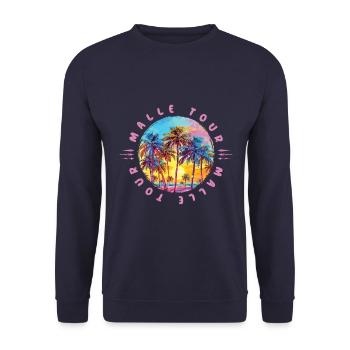 Malle Tour Palmen - Unisex Pullover - Navy - Vorne - Alina (178cm) & Michal (187cm)