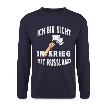 Ich bin nicht im Krieg mit Russland - Unisex Pullover - Navy - Vorne - Alina (178cm) & Michal (187cm)