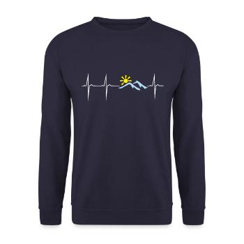 mon cœur bat pour les montagnes - Sweat-shirt Unisexe - marine - Devant - Alina (178cm) & Michal (187cm)