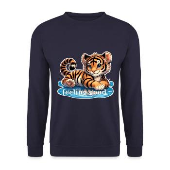 Tiger baby who feels good - Unisex Sweatshirt - navy - Front - Alina (178cm) & Michal (187cm)