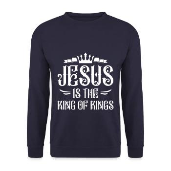 Jésus est roi - Sweat-shirt Unisexe - marine - Devant - Alina (178cm) & Michal (187cm)
