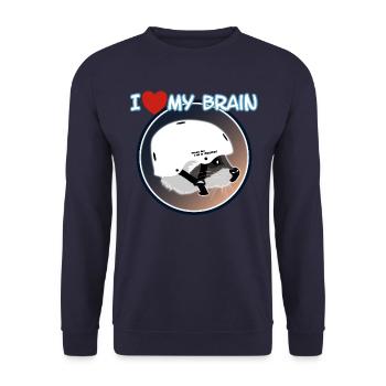 J'aime mon cerveau Raccoon Raccoon - Sweat-shirt Unisexe - marine - Devant - Alina (178cm) & Michal (187cm)