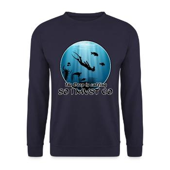 Freediver sea turtle fish - Unisex Sweatshirt - navy - Front - Alina (178cm) & Michal (187cm)