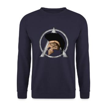 Léonidas Casque et Sparta Symbole - Sweat-shirt Unisexe - marine - Devant - Alina (178cm) & Michal (187cm)