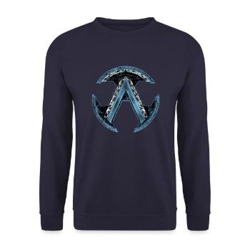 Keltisches Sparta Lambda Blaues Eis - Unisex Pullover - Navy - Vorne - Alina (178cm) & Michal (187cm)