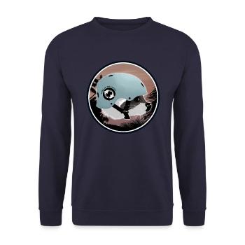 Surfing Waschbär - Unisex Pullover - Navy - Vorne - Alina (178cm) & Michal (187cm)