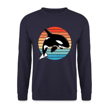 Orca Retro - Unisex Pullover - Navy - Vorne - Alina (178cm) & Michal (187cm)