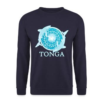 Weißspitzenriffhaie Tonga Pride - Unisex Pullover - Navy - Vorne - Alina (178cm) & Michal (187cm)