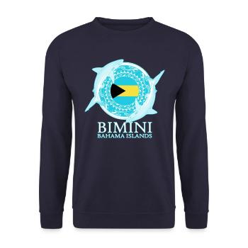 Caribbean Reef Shark Bimini Bahamas Flag - Unisex Sweatshirt - navy - Front - Alina (178cm) & Michal (187cm)