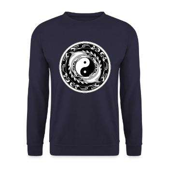 Yin Yang Delfine - Unisex Pullover - Navy - Vorne - Alina (178cm) & Michal (187cm)