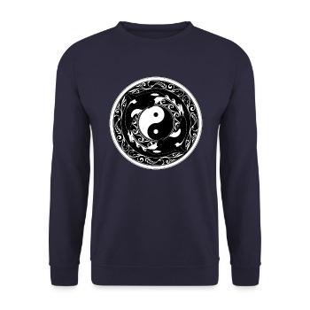 Yin Yang Orcas - Unisex Sweatshirt - navy - Front - Alina (178cm) & Michal (187cm)