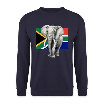 Elefant Flagge von Südafrika - Unisex Pullover - Navy - Vorne - Alina (178cm) & Michal (187cm)