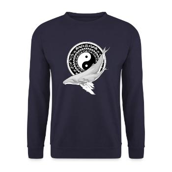 Yin Yang Buckelwale - Unisex Pullover - Navy - Vorne - Alina (178cm) & Michal (187cm)