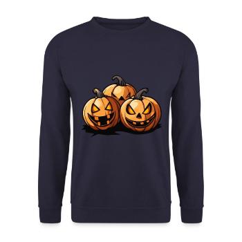 Pumpkin Halloween Party - Unisex Sweatshirt - navy - Front - Alina (178cm) & Michal (187cm)