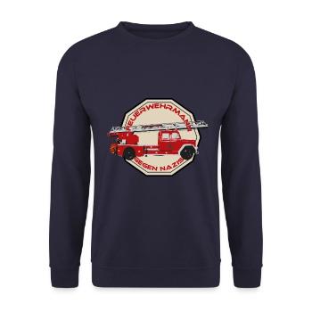 pompiers contre les nazis - ANTIFA EFFACE TOUJOURS - Sweat-shirt Unisexe - marine - Devant - Alina (178cm) & Michal (187cm)