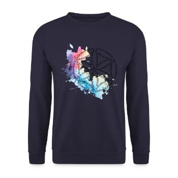 Blumen des Lebens leidiger Geometrie Geschenkidee - Unisex Pullover - Navy - Vorne - Alina (178cm) & Michal (187cm)