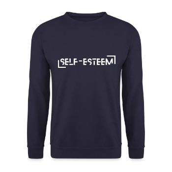 Entdecke deine Stärke: Selbstachtung im Fokus - Unisex Pullover - Navy - Vorne - Alina (178cm) & Michal (187cm)