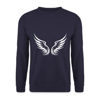 Wings symbol silhouette - Unisex Sweatshirt - navy - Front - Alina (178cm) & Michal (187cm)
