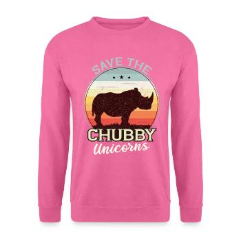 Rhino Sauvez le cadeau de Rhino de licornes potelées - Sweat-shirt Unisexe - rose - Devant