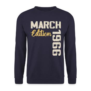 March 1966 Birthday Gift March 1966 - Unisex Sweatshirt - navy - Front - Alina (178cm) & Michal (187cm)
