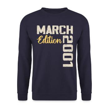 März 2001 Geburtstagsgeschenk März 2001 - Unisex Pullover - Navy - Vorne - Alina (178cm) & Michal (187cm)