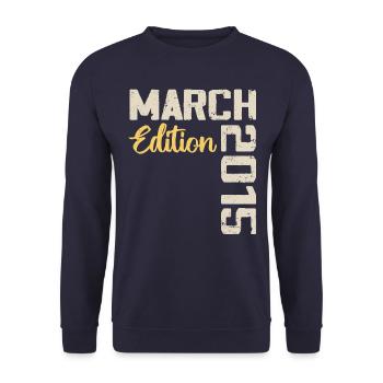 März 2015 Geburtstagsgeschenk März 2015 - Unisex Pullover - Navy - Vorne - Alina (178cm) & Michal (187cm)