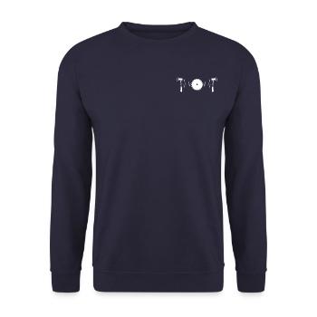 Schreiner Herzschlag Handwerker mit Herz Geschenk - Unisex Pullover - Navy - Vorne - Alina (178cm) & Michal (187cm)