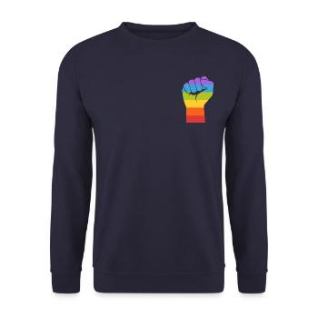 Gay Pride LGBT Gay Fist Hand Gay - Unisex Sweatshirt - navy - Front - Alina (178cm) & Michal (187cm)