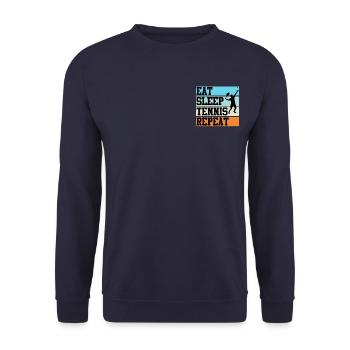 Tennis Tennisspieler Tennisschläger Geschenk - Unisex Pullover - Navy - Vorne - Alina (178cm) & Michal (187cm)