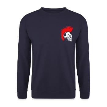 Punker Totenkopf Knochen Irokesen Frisur Rocker - Unisex Pullover - Navy - Vorne - Alina (178cm) & Michal (187cm)