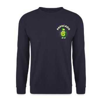 Papacado Expect-to-be Papa Avocado Father Gift - Unisex Sweatshirt - navy - Front - Alina (178cm) & Michal (187cm)