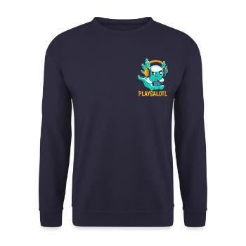 Playsalotl Gamer Gaming Axolotl Kawaii Manga - Sweat-shirt Unisexe - marine - Devant - Alina (178cm) & Michal (187cm)